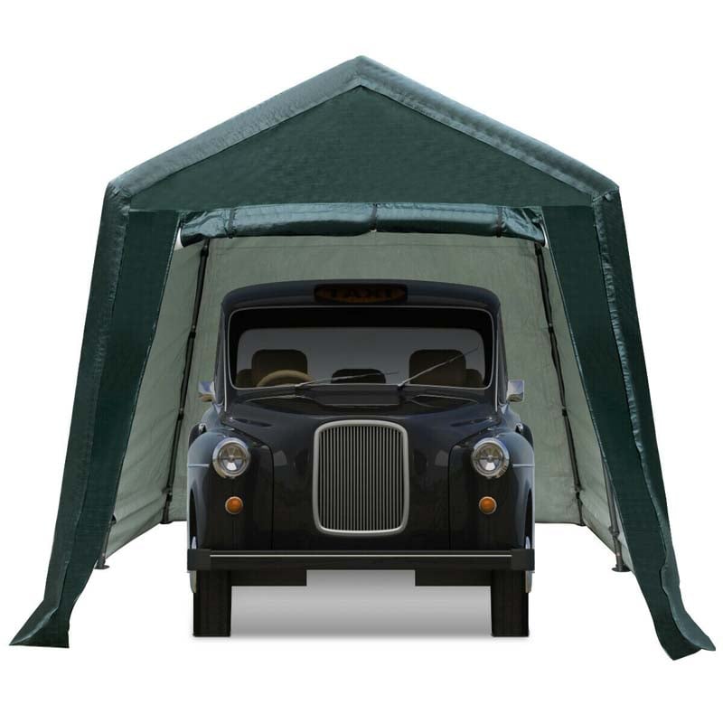 8 x 14 FT Heavy Duty Steel Enclosed Carport Car Canopy Tent Outdoor Garage Storage Shelter Shed with Waterproof Ripstop Cover