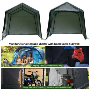 8 x 14 FT Heavy Duty Steel Enclosed Carport Car Canopy Tent Outdoor Garage Storage Shelter Shed with Waterproof Ripstop Cover