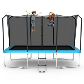 8x14 FT ASTM Certified Rectangular Trampoline with Safety Enclosure Net & Ladder, Heavy Duty Outdoor Recreational Trampoline for Kids Adults