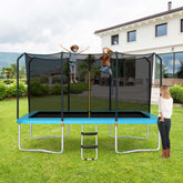 8x14 FT ASTM Certified Rectangular Trampoline with Safety Enclosure Net & Ladder, Heavy Duty Outdoor Recreational Trampoline for Kids Adults