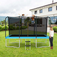 8x14 FT ASTM Certified Rectangular Trampoline with Safety Enclosure Net & Ladder, Heavy Duty Outdoor Recreational Trampoline for Kids Adults