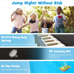 8x14 FT ASTM Certified Rectangular Trampoline with Safety Enclosure Net & Ladder, Heavy Duty Outdoor Recreational Trampoline for Kids Adults