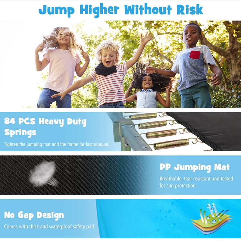 8x14 FT ASTM Certified Rectangular Trampoline with Safety Enclosure Net & Ladder, Heavy Duty Outdoor Recreational Trampoline for Kids Adults
