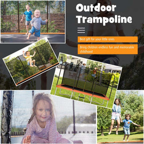 8x14 FT ASTM Certified Rectangular Trampoline with Safety Enclosure Net & Ladder, Heavy Duty Outdoor Recreational Trampoline for Kids Adults