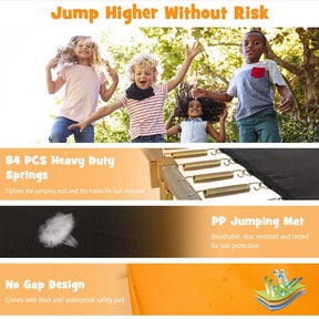 8x14 FT ASTM Certified Rectangular Trampoline with Safety Enclosure Net & Ladder, Heavy Duty Outdoor Recreational Trampoline for Kids Adults