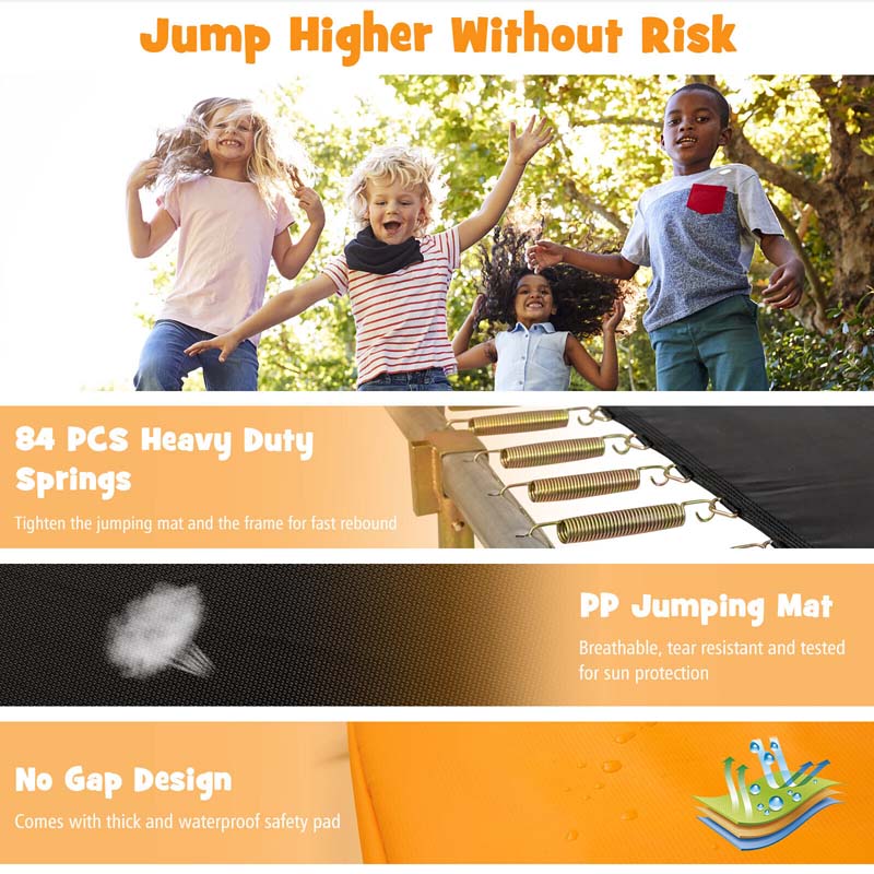 8x14 FT ASTM Certified Rectangular Trampoline with Safety Enclosure Net & Ladder, Heavy Duty Outdoor Recreational Trampoline for Kids Adults