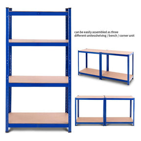 Blue 32" x 16" x 63" 4-Tier Storage Shelving Unit, Heavy Duty Metal Garage Shelf, Adjustable Multi-Use Storage Racks