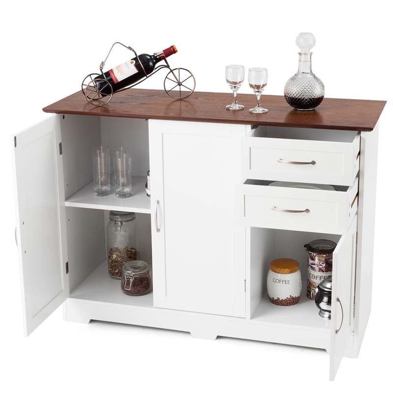 Buffet Storage Cabinet with 3 Doors, 2 Drawers & Adjustable Shelf, Farmhouse Sideboard Console Table for Kitchen, Dining Room & Coffee Bar