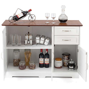Buffet Storage Cabinet with 3 Doors, 2 Drawers & Adjustable Shelf, Farmhouse Sideboard Console Table for Kitchen, Dining Room & Coffee Bar