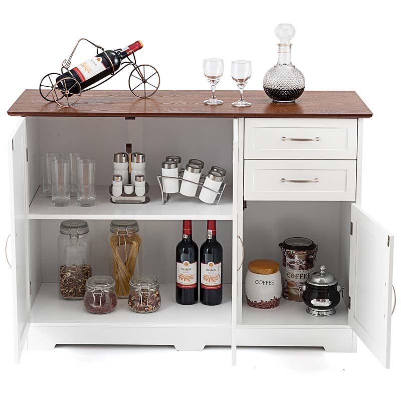 Buffet Storage Cabinet with 3 Doors, 2 Drawers & Adjustable Shelf, Farmhouse Sideboard Console Table for Kitchen, Dining Room & Coffee Bar