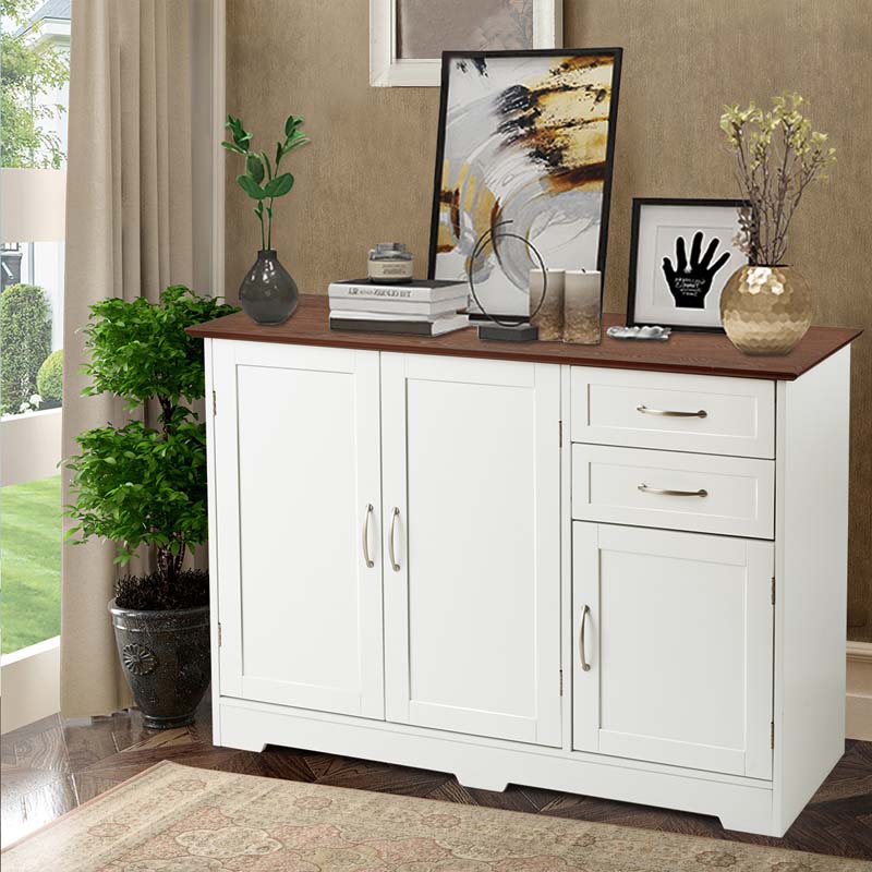 Buffet Storage Cabinet with 3 Doors, 2 Drawers & Adjustable Shelf, Farmhouse Sideboard Console Table for Kitchen, Dining Room & Coffee Bar