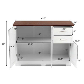Buffet Storage Cabinet with 3 Doors, 2 Drawers & Adjustable Shelf, Farmhouse Sideboard Console Table for Kitchen, Dining Room & Coffee Bar