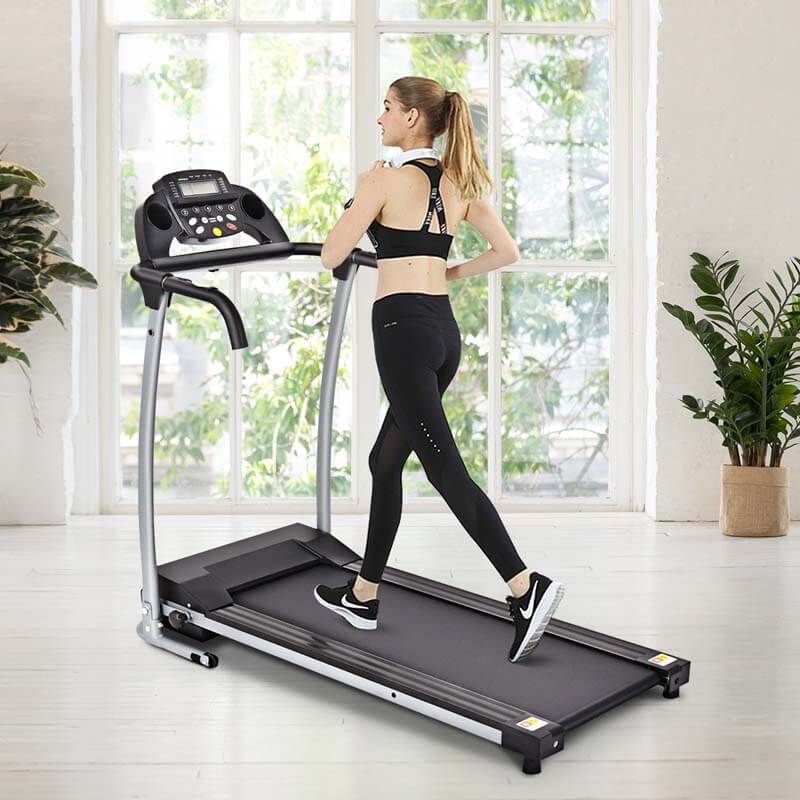 800W Electric Folding Treadmill with 12 Preset Programs, LCD Monitor & Built-in Wheels, Portable Compact Motorized Running Machine for Home Gym