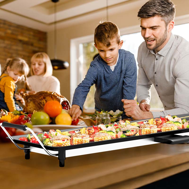 35" Extra Long Nonstick Electric Griddle, BBQ Teppanyaki Table Top Grill Griddle with Adjustable Temperature & Drip Tray