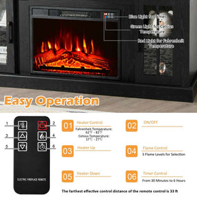 58" Electric Fireplace TV Stand for 65" TVs, Media Console with 23" Heater, Remote, Adjustable 3-Level Flame & Storage Cabinet, CSA Certified