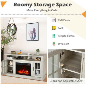 58" Electric Fireplace TV Stand for 65" TVs, Media Console with 23" Heater, Remote, Adjustable 3-Level Flame & Storage Cabinet, CSA Certified