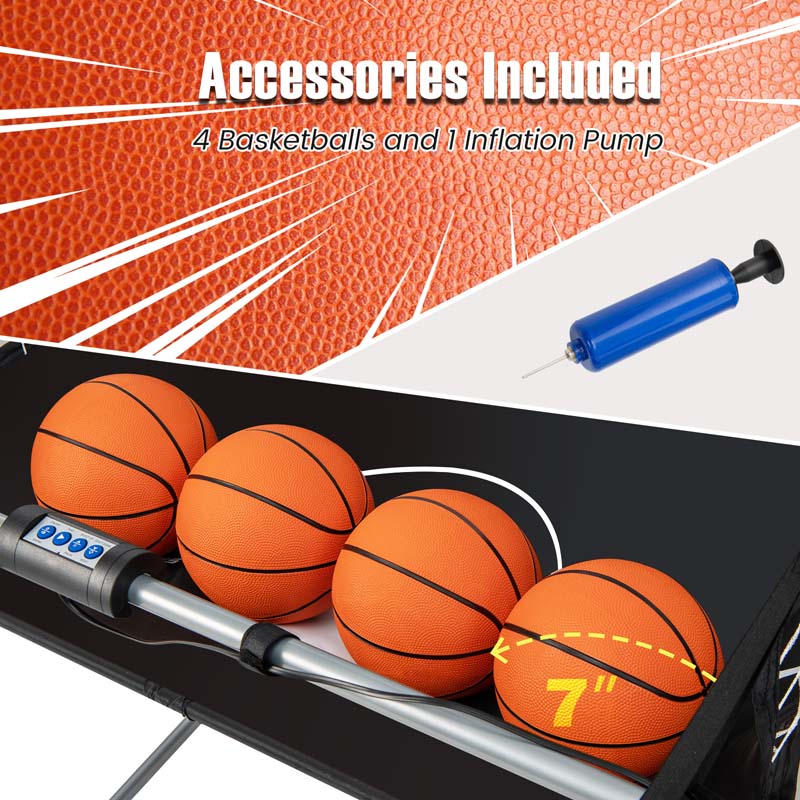 Foldable Dual Shot Basketball Arcade Game with LED Electronic Scoring, 8 Game Modes, 4 Balls for Indoor Outdoor Use & Family Fun