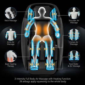 SL Track Zero Gravity Massage Chair Full Body Massage Recliner with Negative Ion Generators