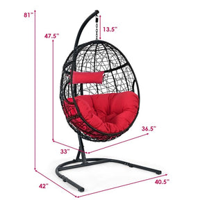 Outdoor Indoor Hanging Egg Chair Hammock Swing Chair with C Hammock Stand Set, Soft Seat Cushion & Pillow