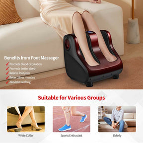 Foot & Calf Massager with Heat & Remote, Shiatsu Kneading Electric Massage Machine with Adjustable Tilt Base, Timer, LCD Screen