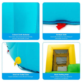 6-in-1 Giant Inflatable Water Slide Bounce House with 2 Slides, Splash Pool, Climbing Wall & Water Cannon, Blow up Water Park for Kids Backyard Fun