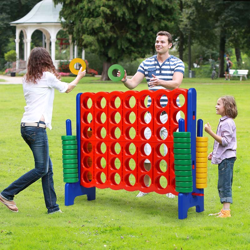 Giant 4-In-A-Row Jumbo 4-to-Score Giant Game Set with 42 Jumbo Rings & Quick-Release Slider