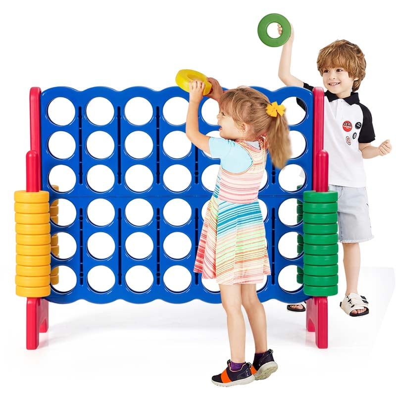 Giant 4-In-A-Row Jumbo 4-to-Score Giant Game Set with 42 Jumbo Rings & Quick-Release Slider