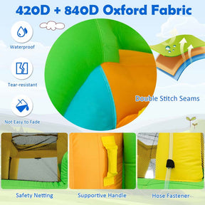 6-in-1 Inflatable Water Slide with 480W Blower, Kids Dual Slide Bounce House Water Park with Splash Pool & Climbing Wall for Backyard Party Gifts