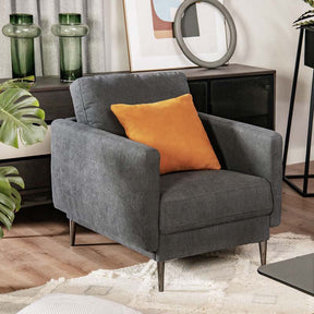 CertiPUR-US Single Sofa Accent Chair, Modern Upholstered Armchair with Solid Metal Legs, Removable Back & Seat Cushions for Living Room Bedroom