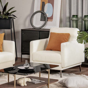 CertiPUR-US Single Sofa Accent Chair, Modern Upholstered Armchair with Solid Metal Legs, Removable Back & Seat Cushions for Living Room Bedroom