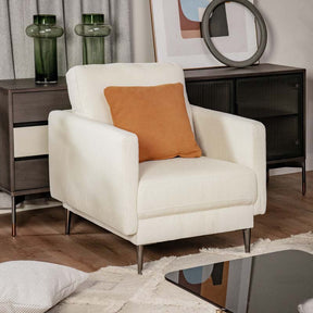 CertiPUR-US Single Sofa Accent Chair, Modern Upholstered Armchair with Solid Metal Legs, Removable Back & Seat Cushions for Living Room Bedroom