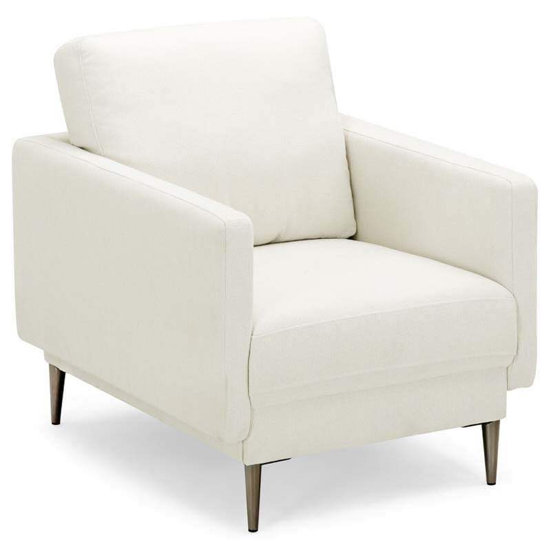 CertiPUR-US Single Sofa Accent Chair, Modern Upholstered Armchair with Solid Metal Legs, Removable Back & Seat Cushions for Living Room Bedroom