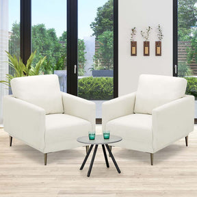 CertiPUR-US Single Sofa Accent Chair, Modern Upholstered Armchair with Solid Metal Legs, Removable Back & Seat Cushions for Living Room Bedroom