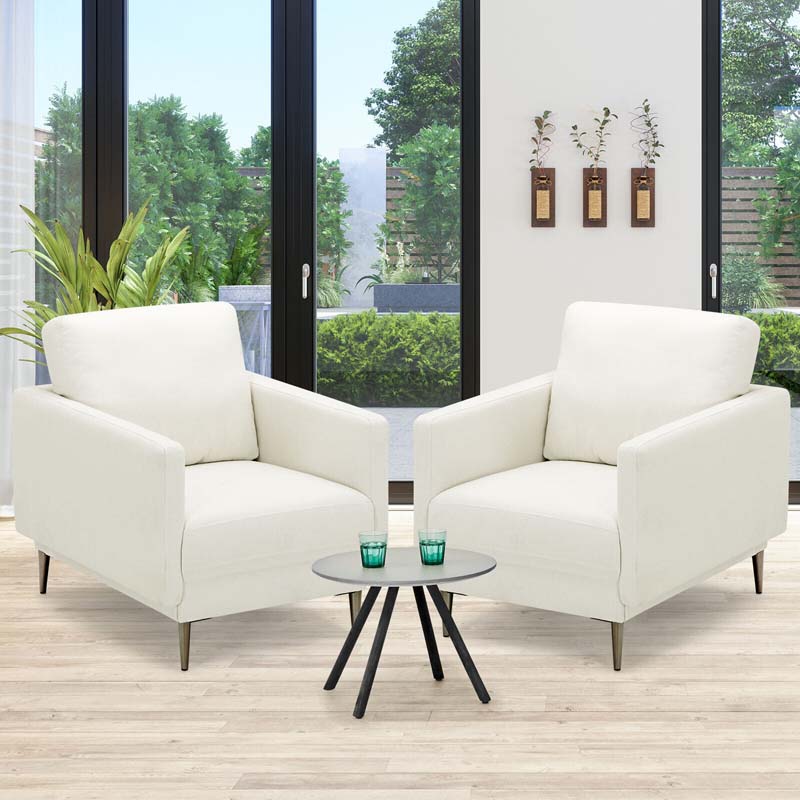 CertiPUR-US Single Sofa Accent Chair, Modern Upholstered Armchair with Solid Metal Legs, Removable Back & Seat Cushions for Living Room Bedroom