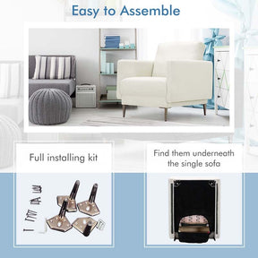 CertiPUR-US Single Sofa Accent Chair, Modern Upholstered Armchair with Solid Metal Legs, Removable Back & Seat Cushions for Living Room Bedroom