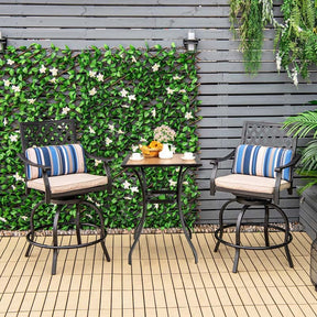 2/4 Pieces Outdoor Swivel Metal Bar Stools with Soft Cushions & Backrest, Steel Frame Patio Bar Height Chairs for Backyard, Poolside