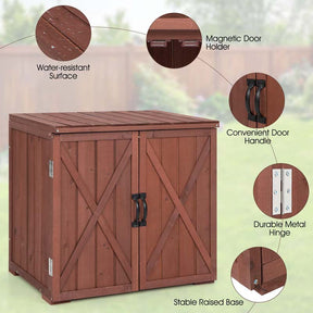 Wooden Garden Storage Cabinet Outdoor Tool Shed for Patio Backyard with Doors, 30" x 22" x 28.5"
