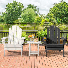 2 PCS Outdoor Folding Adirondack Chairs with Cup Holder, All-Weather PE Patio Lounge Chair for Backyard, Poolside