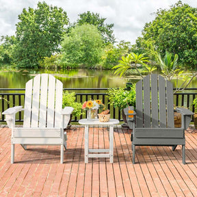 2 PCS Outdoor Folding Adirondack Chairs with Cup Holder, All-Weather PE Patio Lounge Chair for Backyard, Poolside