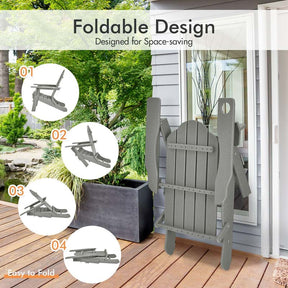 2 PCS Outdoor Folding Adirondack Chairs with Cup Holder, All-Weather PE Patio Lounge Chair for Backyard, Poolside
