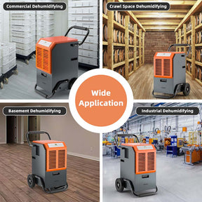 163 PPD Commercial Dehumidifier, 4500 Sq.Ft Crawl Space Dehumidifier with Drain Hose & Water Tank for Basement, Warehouse & Job Site