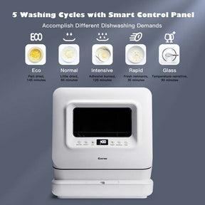 Portable Dishwasher Countertop Dishwashing Machine Hot Air Drying with 7.5L Water Tank & 5 Cleaning Modes