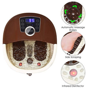 Heated Foot Spa Bath Massager with Bubbles, 16 Pedicure Shiatsu Roller Massage Points, Electric Foot Soaker Tub