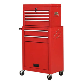 6-Drawer Rolling Tool Chest Cabinet, 2-in-1 Detachable Tool Box Organizer with Auto Locking System & Lockable Wheels for Garage Workshop