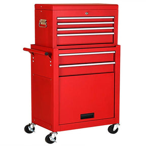 6-Drawer Rolling Tool Chest Cabinet, 2-in-1 Detachable Tool Box Organizer with Auto Locking System & Lockable Wheels for Garage Workshop