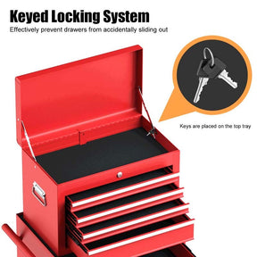 6-Drawer Rolling Tool Chest Cabinet, 2-in-1 Detachable Tool Box Organizer with Auto Locking System & Lockable Wheels for Garage Workshop