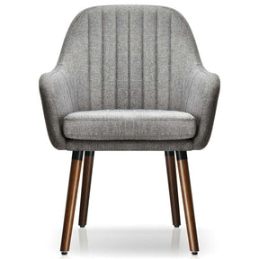 Set of 2 Fabric Dining Chairs, Accent Upholstered Arm Chair with Rubber Wood Legs & Thick Sponge Seat for Dining Room, Living Room, Bedroom