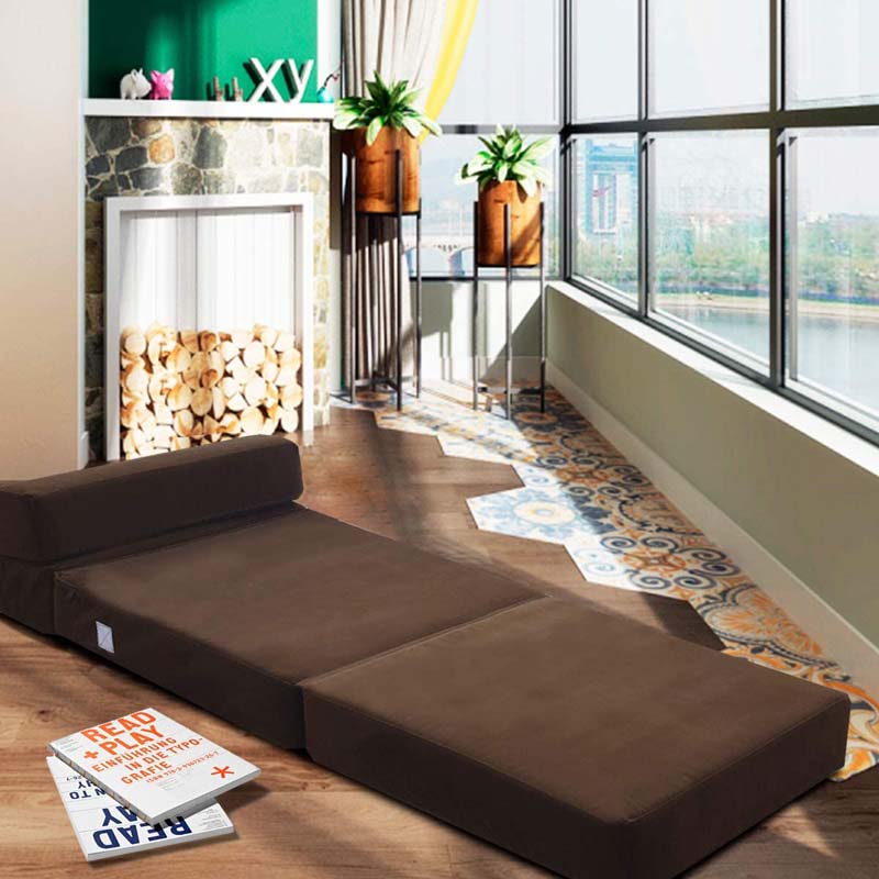 Triple Fold Down Sofa Bed, 3-in-1 Convertible Floor Couch Sleeper with Removable Cover, Padded Foam Guest Futon Lounger Chair for Living Room