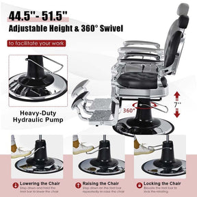 Vintage Barber Chair Height Adjustable Hairdressing Chair, 360° Swivel Reclining Makeup Hair Salon Chair for Hair Stylist