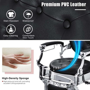 Vintage Barber Chair Height Adjustable Hairdressing Chair, 360° Swivel Reclining Makeup Hair Salon Chair for Hair Stylist